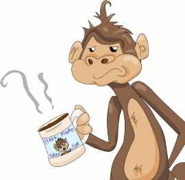 Cartoon Monkey With A Morning Coffee Cartoon Monkey With A Morning Coffee