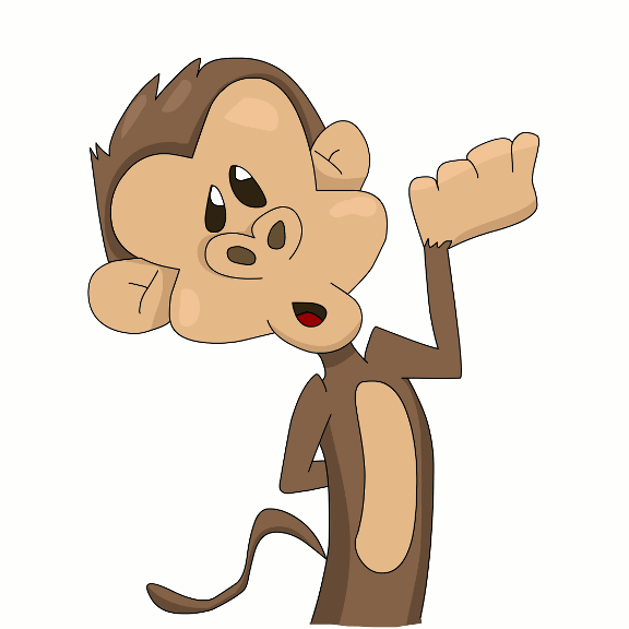 Cartoon Monkey Holding His Fist Up.