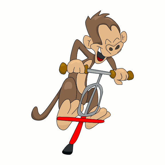 Cartoon Monkey On A Pogo Stick.