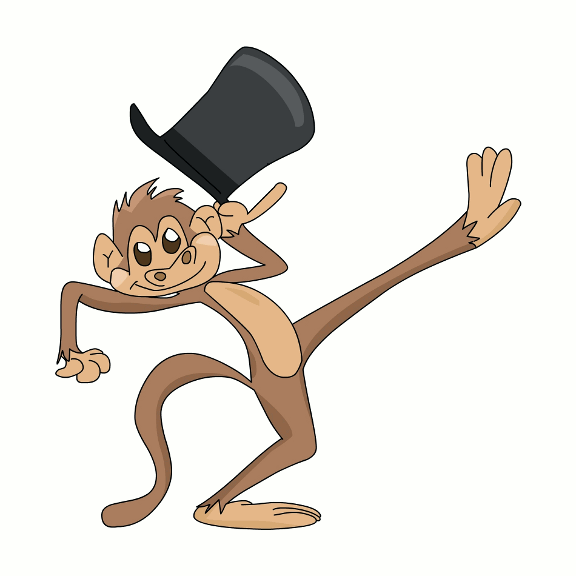 Monkey Dancing With A Tophat.
