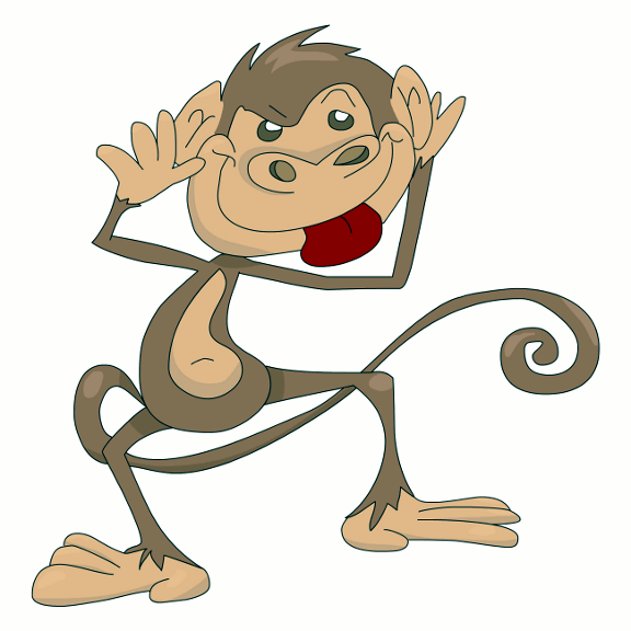 Cartoon Monkey Poking Tongues.