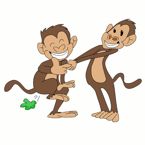 Funny Cartoon Monkey Farts When You Pull His Finger.