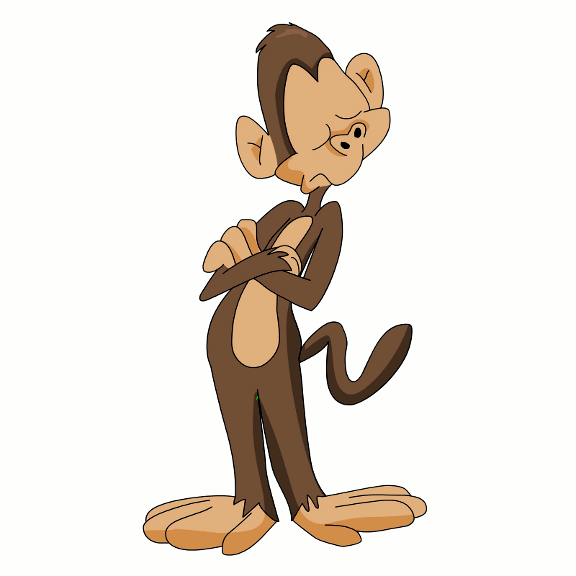 Funny Cartoon Monkey Sulking After Being Pranked.