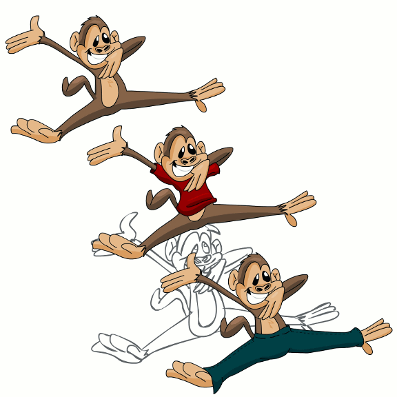 Three Jumping Monkeys Cartoon Image.