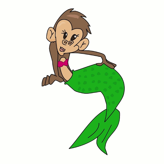 Monkey In A Mermaid Suit For Halloween Tricks.