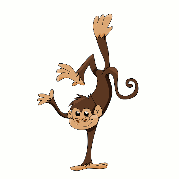 Clever Monkey Doing A Handstand.