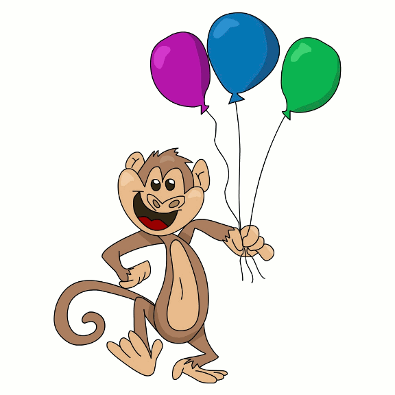 Fat Cartoon Monkey With Balloons.