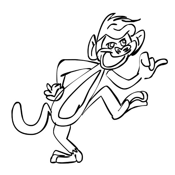 Sketch Of Monkey Pulling Other Monkeys Fart Finger.