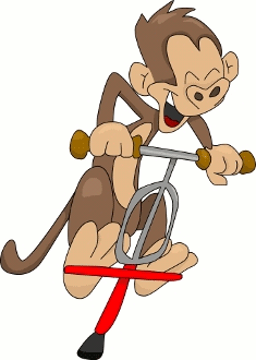 Cartoon Monkey On A Pogo Stick.
