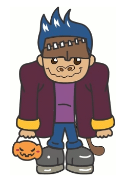 Monkey Dressed As Frankenstein For Halloween. Monkey Dressed As Frankenstein For Halloween.