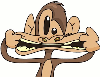 Cartoon Monkey Pulling Faces.