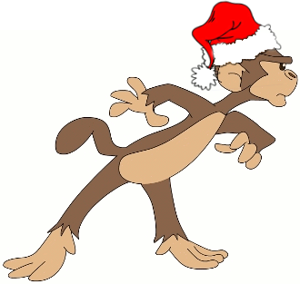 Cartoon Monkey Angry Wearing A Christmas Hat