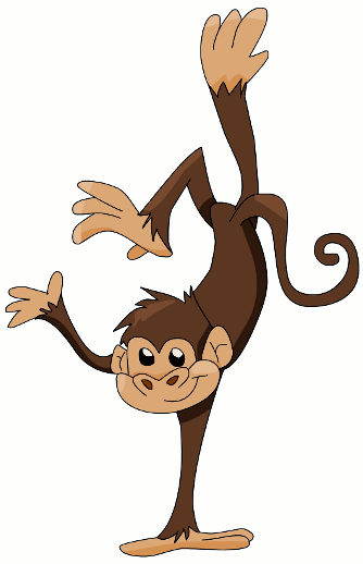Cartoon Monkey Doing Handstand.