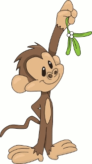 cartoon monkey holding mistletoe Cartoon Monkey Holding Mistletoe