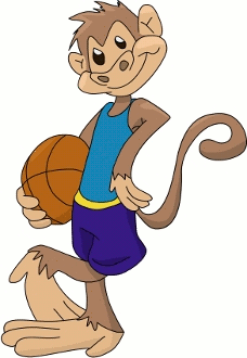Cartoon monkey holding basketball Cartoon monkey holding basketball