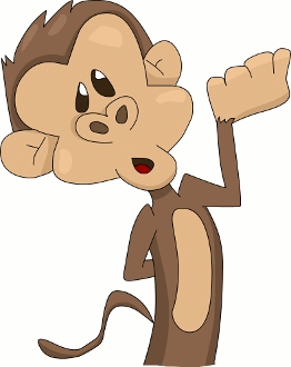 Cartoon Monkey Holding Fist Up